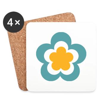 70s Flower Pattern Retro Hippie Flowers Power - Coasters (set of 4) - white - Front
