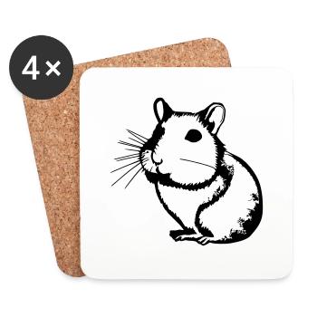 Hamster Mignon Animal Rongeurs Animaux Pet Vector 5 - Dessous de verre (lot de 4) - blanc - Devant