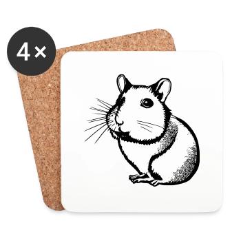 Hamster mignon animal rongeur animaux drôle animal 5 - Dessous de verre (lot de 4) - blanc - Devant