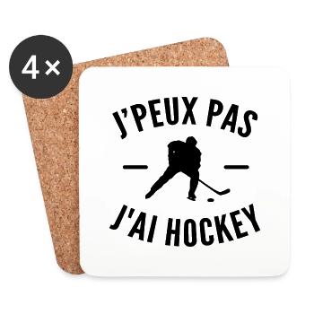 je peux pas j ai hockey - Dessous de verre (lot de 4) - blanc - Devant