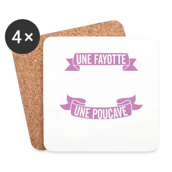 Fayot & Poucave idée cadeau Humoristique sarcasme - Dessous de verre (lot de 4) - blanc - Devant