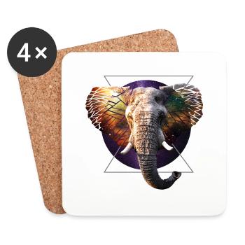 Space elephant - Coasters (set of 4) - white - Front