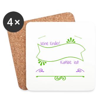 seekatze geek katze hauskatze streunerkatze - Untersetzer (4er-Set) - Weiß - Vorne