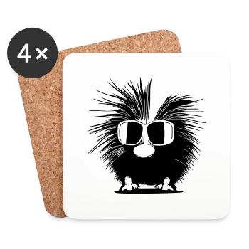 Stachelschwein Sonnenbrille süß Tiere Vektor 13 - Untersetzer (4er-Set) - Weiß - Vorne