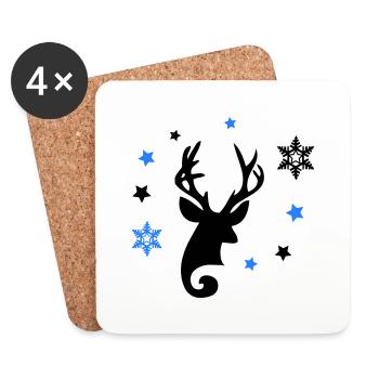 Étoiles de cerf - Dessous de verre (lot de 4) - blanc - Devant