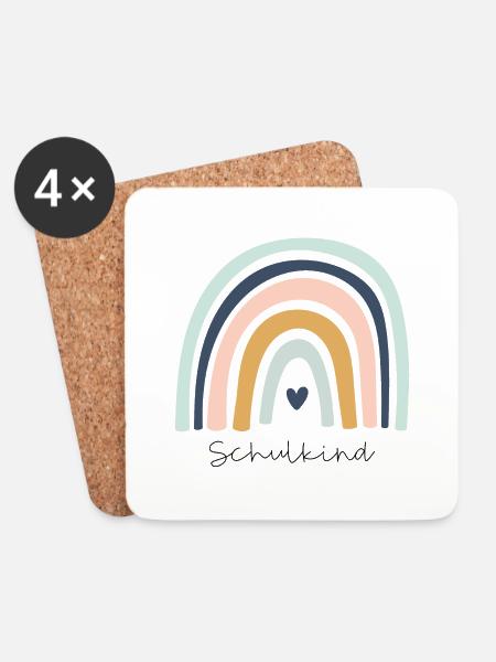 Schulkind Regenbogen - Untersetzer (4er-Set) - Weiß
