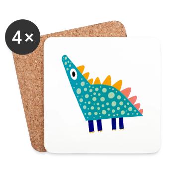Mignon dinosaure Dino cadeau enfants et bébés - Dessous de verre (lot de 4) - blanc - Devant