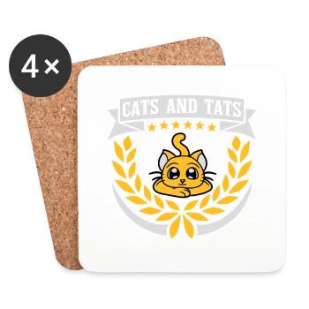 cats and tats Zitat - Untersetzer (4er-Set) - Weiß - Vorne