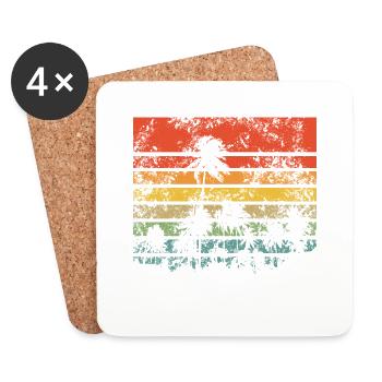 voyage - accro au voyage - Palms - Style rétro - Dessous de verre (lot de 4) - blanc - Devant