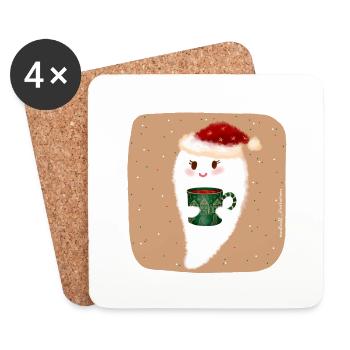 de Noël - Dessous de verre (lot de 4) - blanc - Devant