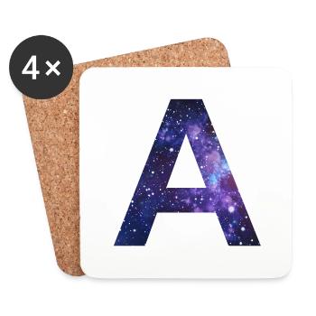 Galaxy A Letter Space Milky Way Gift - Coasters (set of 4) - white - Front