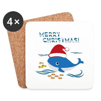 Weihnachten Wal Meer Ozean - Untersetzer (4er-Set) - Weiß - Vorne