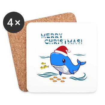 Weihnachten Wal Weihnachtsgeschenk - Untersetzer (4er-Set) - Weiß - Vorne