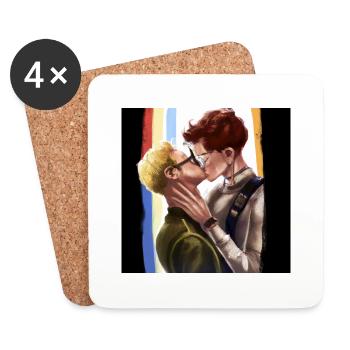 LGBT Queer Kuss 🌈🌈 - Untersetzer (4er-Set) - Weiß - Vorne