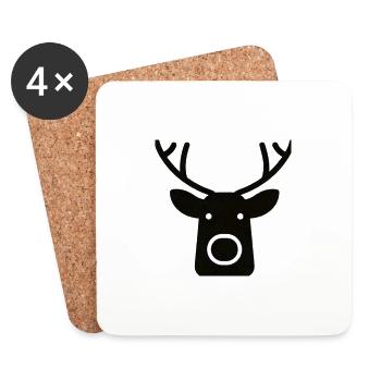 Reindeer Elk Deer Xmas Christmas Gift Idea - Coasters (set of 4) - white - Front