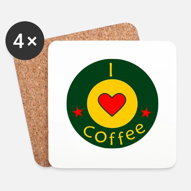 I love Coffee - Untersetzer (4er-Set) - Weiß