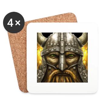 Angry Viking Head - Coasters (set of 4) - white - Front