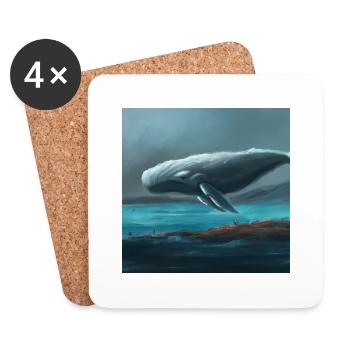 Whale floating in the sky - Coasters (set of 4) - white - Front