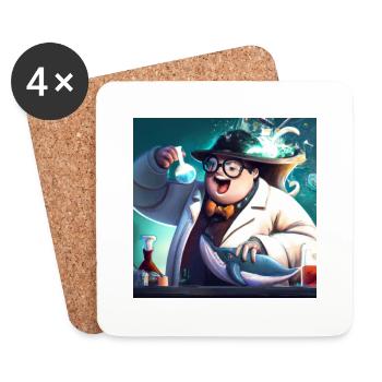 Mad scientist experimenting on a whale - Coasters (set of 4) - white - Front