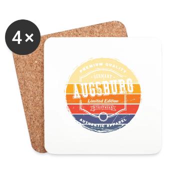 Augsburg Deutschland Stadt Vintage Retro Skyline - Untersetzer (4er-Set) - Weiß - Vorne