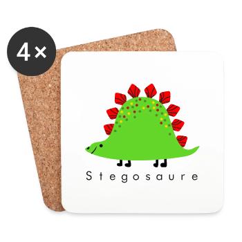 Stégosaure - Dessous de verre (lot de 4) - blanc - Devant