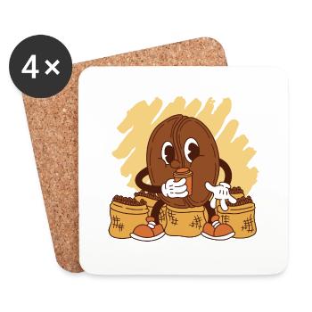 Coffee Cup Caffeine Gift Coffee Bean Coffee - Coasters (set of 4) - white - Front