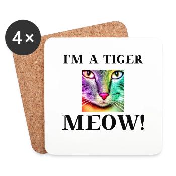 Tiger Katze lustig Geschenkidee I'm a tiger meow - Untersetzer (4er-Set) - Weiß - Vorne