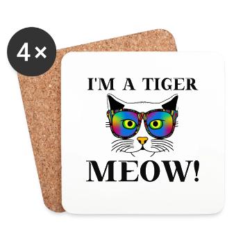 Katze - I'm a tiger, meow! lustig süß Geschenkidee - Untersetzer (4er-Set) - Weiß - Vorne