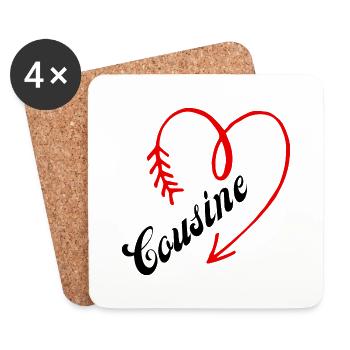 cousine cœur - Dessous de verre (lot de 4) - blanc - Devant