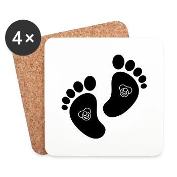 Babyfüße mit Schnuller Design - süße Geschenkidee - Untersetzer (4er-Set) - Weiß - Vorne