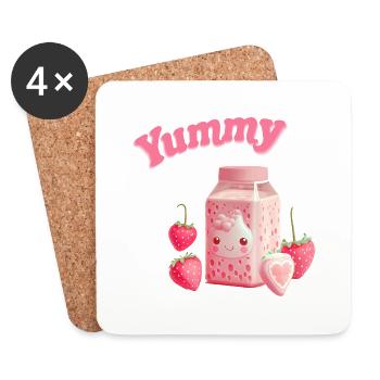 Strawberry milk strawberry anime kawaii - Coasters (set of 4) - white - Front