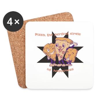 Pizza Le cercle parfait du bonheur Amateur de fromage - Dessous de verre (lot de 4) - blanc - Devant