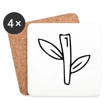 Plant drawing nature sketch black - Coasters (set of 4) - white - Front