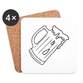 Bière Dessin Fête Célébrations Noir - Dessous de verre (lot de 4) - blanc - Devant