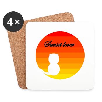 Sunset Cat Cadeau Idée Cadeau Soleil - Dessous de verre (lot de 4) - blanc - Devant