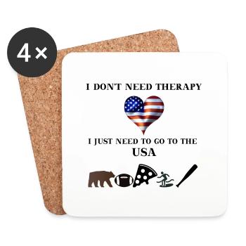 USA funny gift idea therapy America - Coasters (set of 4) - white - Front