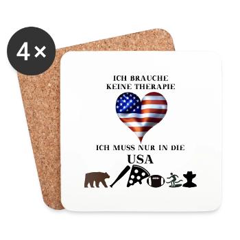 USA lustig Therapie Geschenkidee Amerika - Untersetzer (4er-Set) - Weiß - Vorne