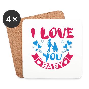 I LOVE YOU BABY - Coasters (set of 4) - white - Front