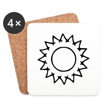 Sun Drawing Nature Sketch black - Coasters (set of 4) - white - Front