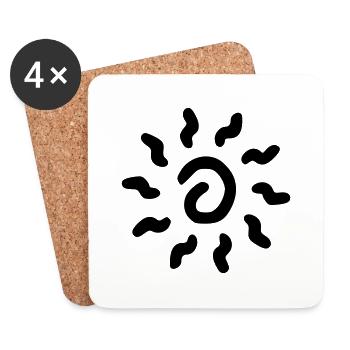 Sun Drawing Nature Sketch black - Coasters (set of 4) - white - Front