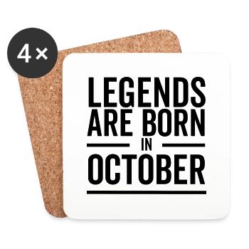 Legends Are Born in October - Coasters (set of 4) - white - Front