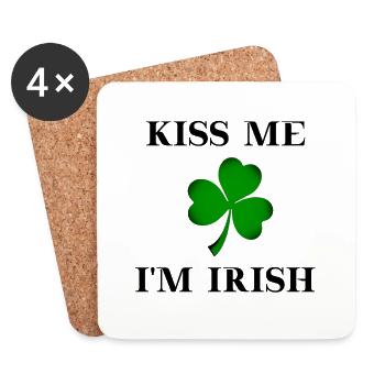 St Patrick's Day Gift Idea Kiss me I'm Irish - Coasters (set of 4) - white - Front
