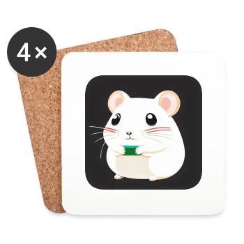 Cute Cartoon Hamster Love Pet 14 - Coasters (set of 4) - white - Front