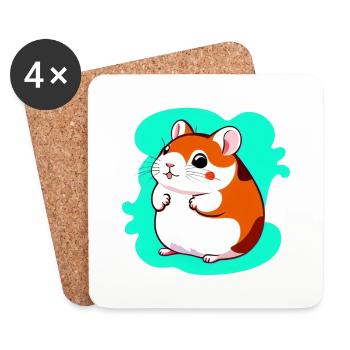 Cute Cartoon Hamster Love Pet 13 - Coasters (set of 4) - white - Front
