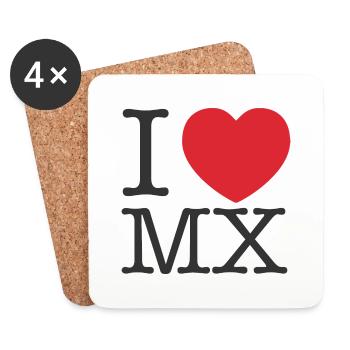 J’aime le Mexique | J’adore MX | I Coeur Mexique - Dessous de verre (lot de 4) - blanc - Devant