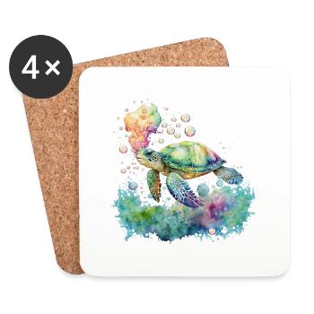 Colorful Turtle - Untersetzer (4er-Set) - Weiß - Vorne
