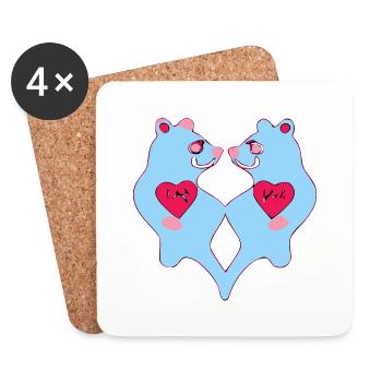 Blue bear pair - Coasters (set of 4) - white - Front