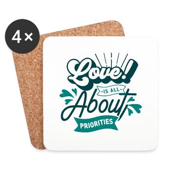 Love is all about priorities - Dessous de verre (lot de 4) - blanc - Devant