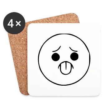 Emoji sketch effronté noir - Dessous de verre (lot de 4) - blanc - Devant
