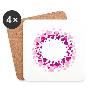 Abstract circle of pink hearts - Coasters (set of 4) - white - Front